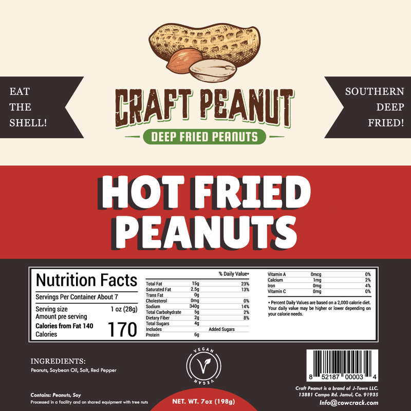Craft Peanut Hot Fried Peanuts 7 oz - Cow Crack
