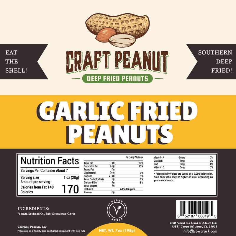 Craft Peanut Garlic Fried Peanuts 7 oz - Cow Crack