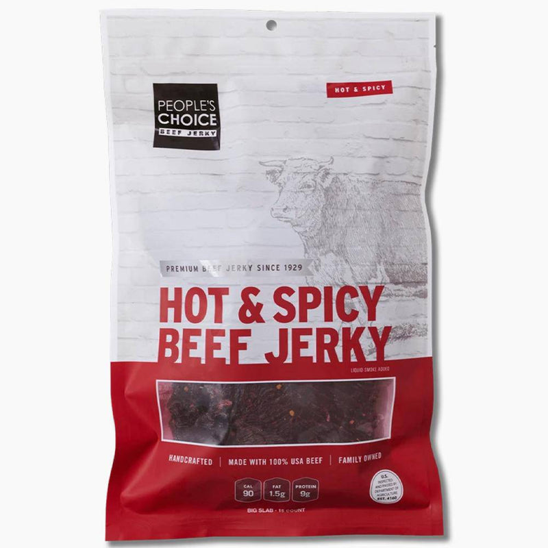 People's Choice Beef Jerky Hot and Spicy Slabs 15 Count - Cow Crack