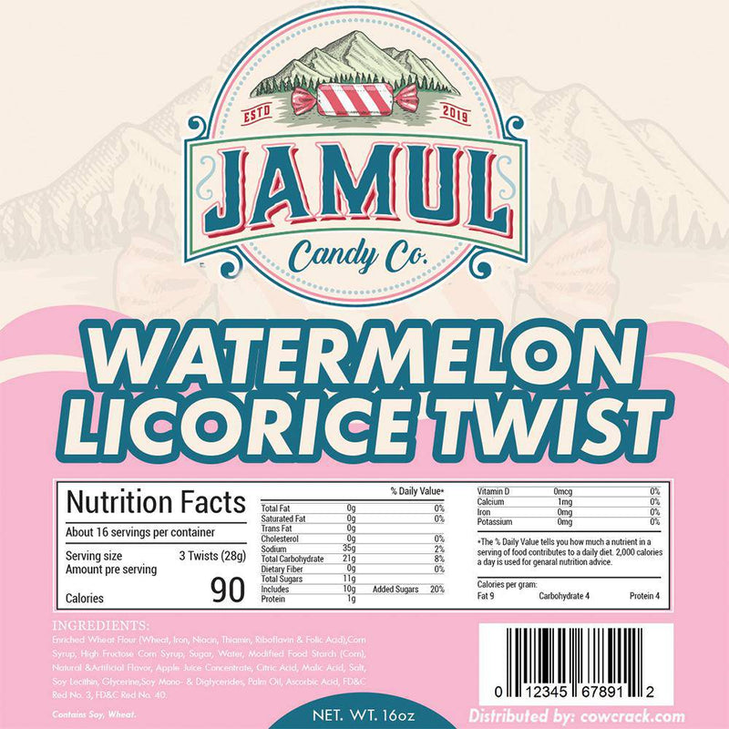 Jamul Candy Co. Watermelon Licorice 16 OZ - Cow Crack
